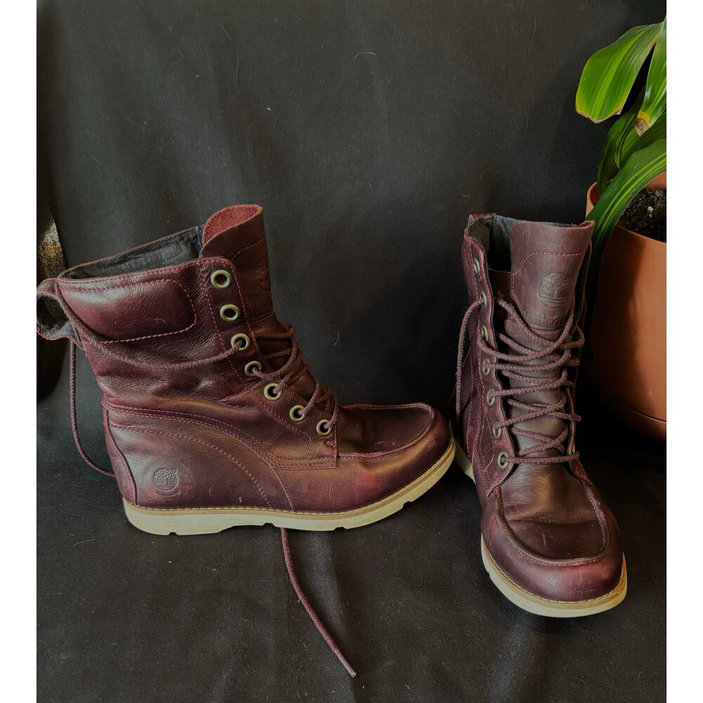 Women’s Timberland Earthkeepers Mosley Burgundy Lace Up Ankle Boots, size 6 - Picture 2 of 9